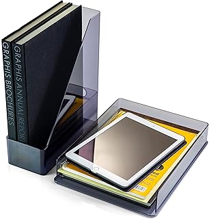 Officemate Recycled Desktop Set Letter Tray and Magazine File, Gray (26115)