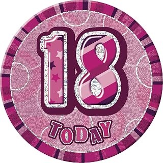 Unique Party 55262-6" Glitz Pink Giant 18th Birthday Badge