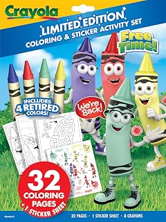 Crayola Retired Colors Coloring & Activity Set, Retired Crayons & Stickers, 32 Pgs, Gift for Kids Ages 3+