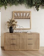Limari Home Aurelia Collection Modern Bedroom Veneer Finished 6-Drawer Dresser, Natural Oak
