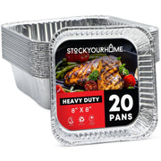 Stock Your Home 20 Pack / Silver / Pans Disposable Cookware