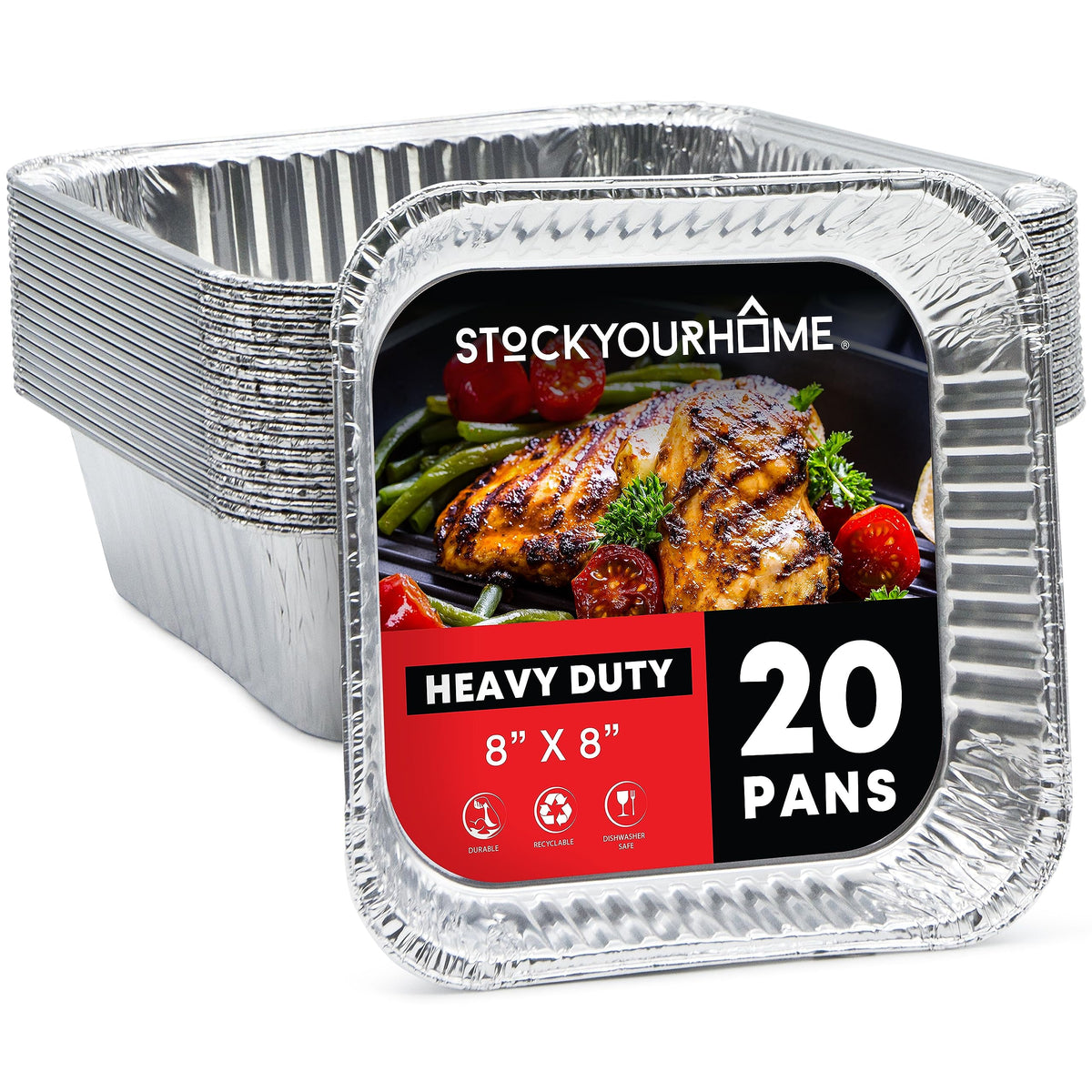 Stock Your Home 20 Pack / Silver / Pans Disposable Cookware