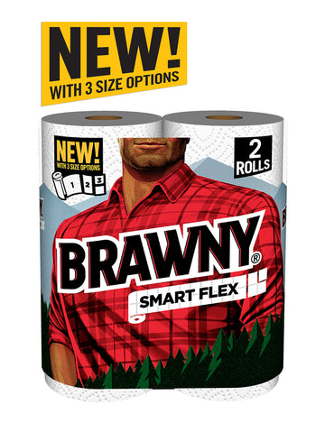 Smart Flex Paper Towel Rolls by Brawny – 2 Count (Pack of 1), Paper, White, Pack of 2, Model 41700