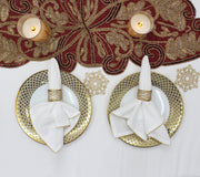 Cotton Craft Dinner Napkins, 17x17 Inch Set of 12, Metallic Gold Lace