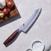 Rocking Santoku by MIYABI – 7", SG2 Tsuchime Steel, Black, Model 34088-183