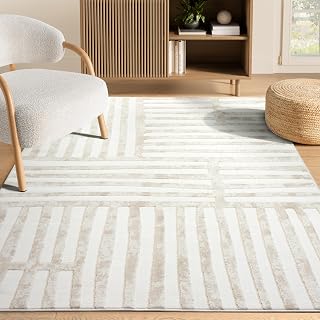 Abani Beige Area Rug - 8' x 10' - Living Room & Bedroom - Abstract Stripe Design - Indoor Use - Easy to Clean, Stain Resistant, Non-Shedding - Neutral Collection