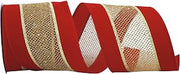 Reliant Ribbon Velvet Mesh Middle Wired Edge Ribbon, 4 Inch X 10 Yards, Red/gold
