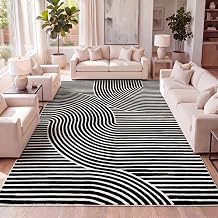 JONATHAN Y Hallie High-Low Curve Black/White 5x8 Indoor Area Rug, Minimalist Geometric, Modern, Non-Shedding, Stain Resistant for Bedroom, Living Room, Kitchen (SCN100F-5)