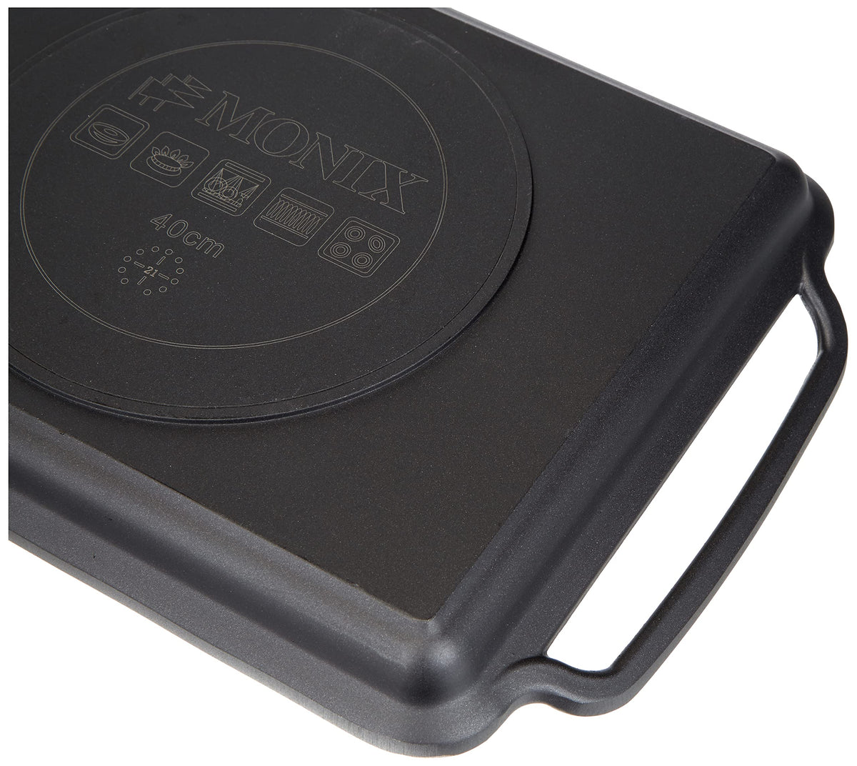 Solid+ Cast Aluminium Non-Stick Ribbed Hot Plate by Monix – 19.7 x 27 x 3.8 cm, 40 liters, Aluminum, Black, Model M351340