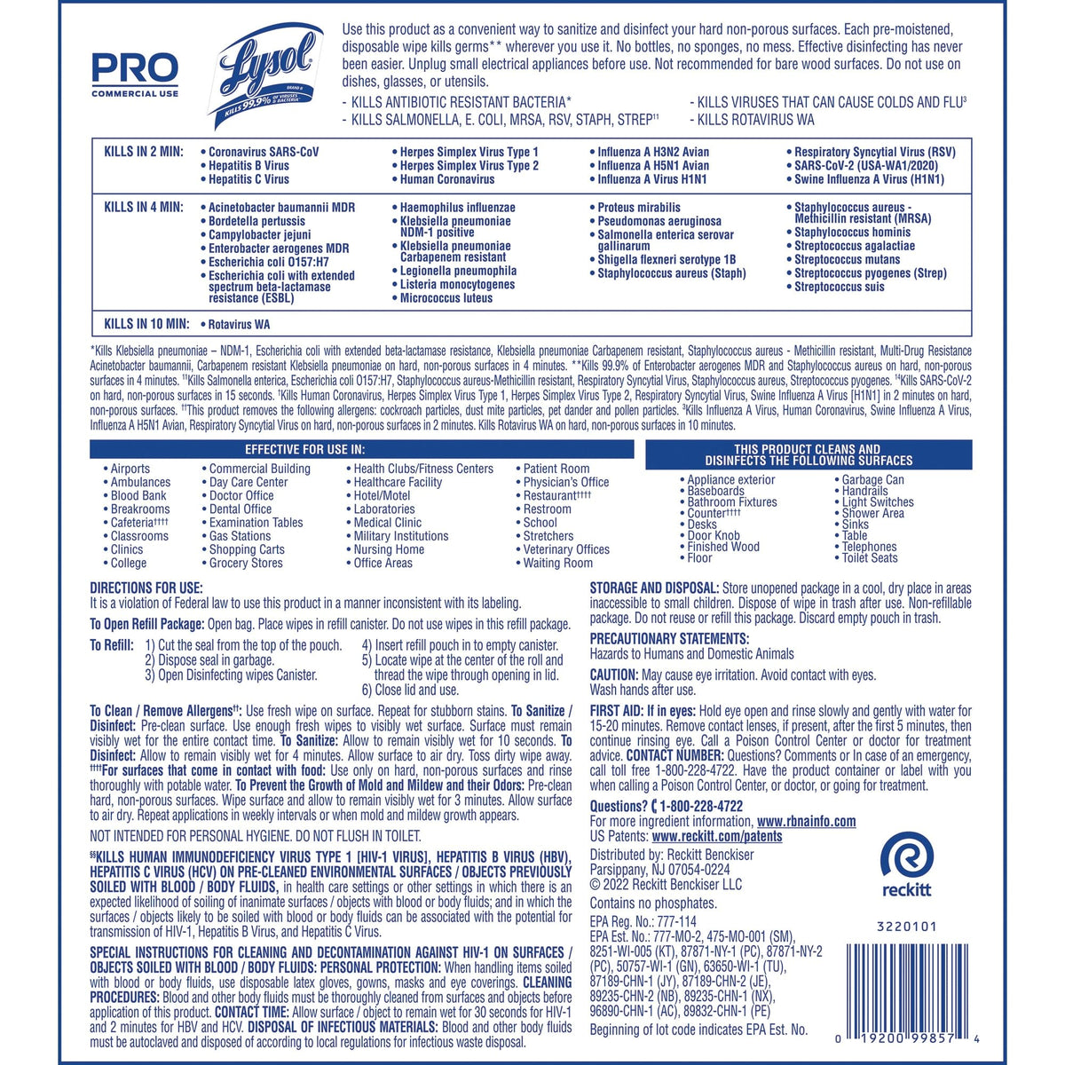 Disinfectant Wipes by Lysol – 2 Count (Pack of 1), CLEAR, Model 19200-99857