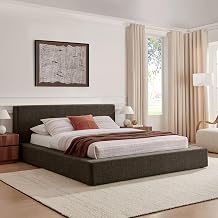 Modway Luma Chenille Upholstered King Platform Bed Frame in Java