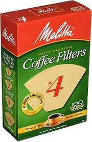 Melitta Super Premium Coffee Filters, Naturan Brown, No. 4, 100-Count Filters (Pack of 3)