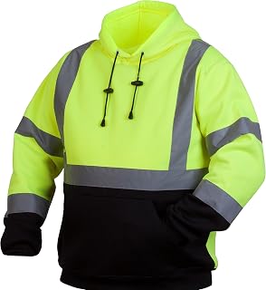 Pyramex Safety Pullover Sweatshirt With Black Bottom Hi Vis Lime,Extra Large