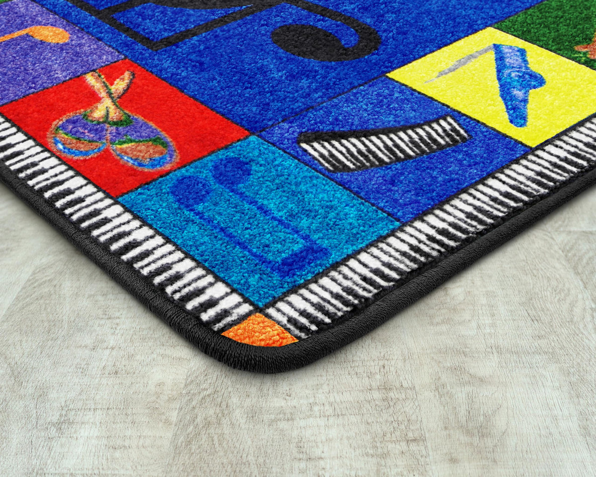 Note Worthy Preschool Rug by Joy Carpets – 10'9" x 13'2" (Rectangular), Nylon, Multi Color, Model 1462G-02