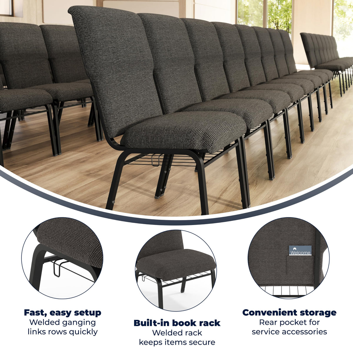 Flash Furniture Black Marble Fabric/Black Frame / Set of 1 / Classic Chairs