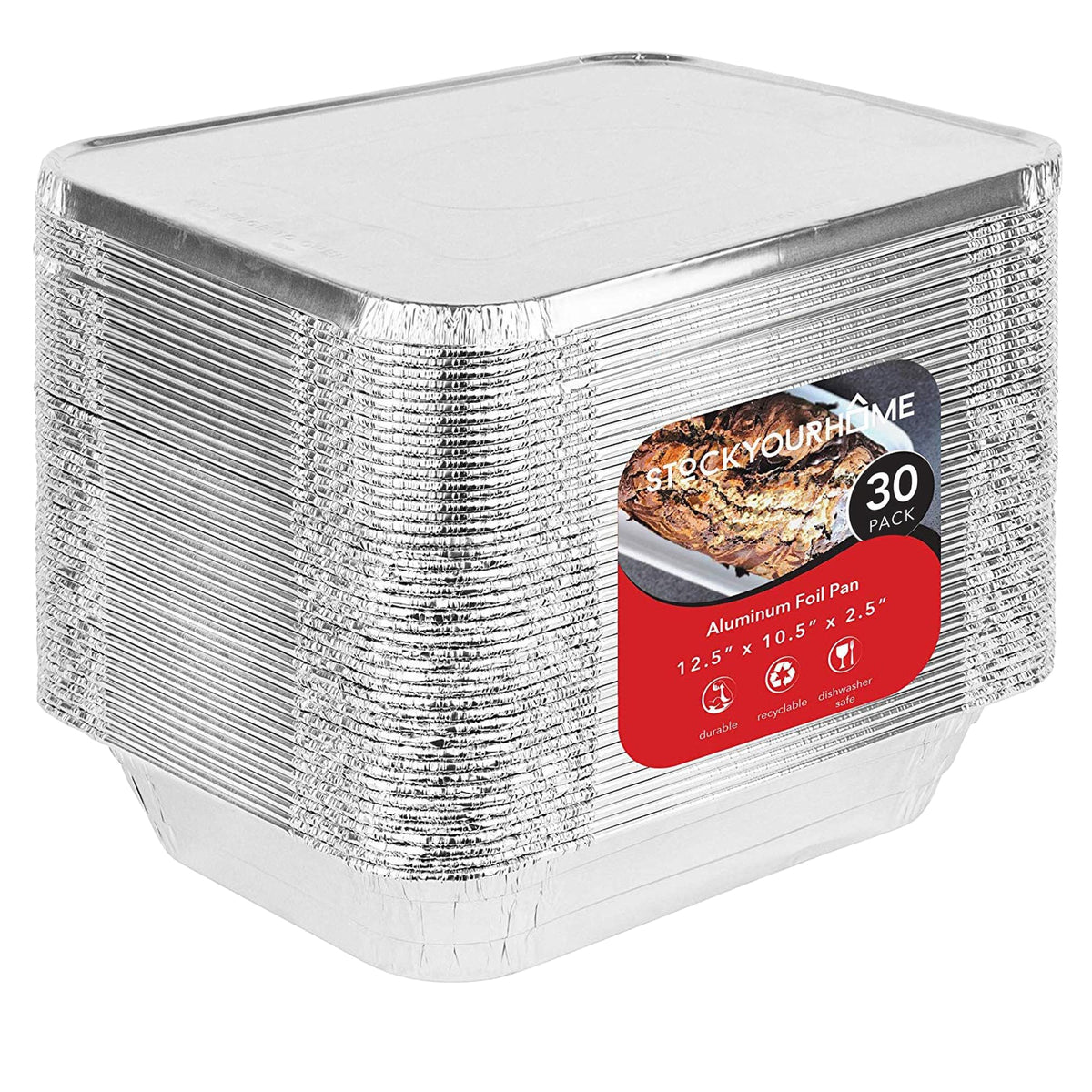 Stock Your Home 30 Pack w/ Lids / Silver / With Lids Disposable Cookware