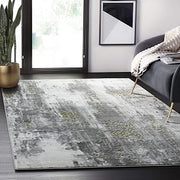 Abani Abstract Distressed Rug - Contemporary Modern Gold & Grey Rugs Marbled 4' x 6' Area Rug Living Room Rug