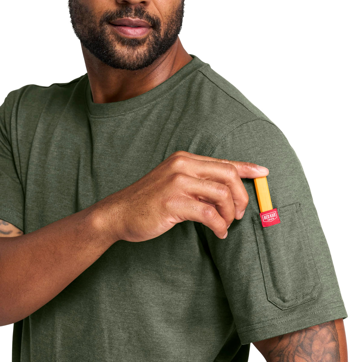 Men's Wicking Short Sleeve T-Shirt by Red Kap – Medium, Cotton, Olive Night Heather, Model SK4TOL SS M