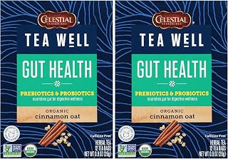 Celestial Seasonings TeaWell Herbal Tea, Gut Health, Organic Cinnamon Oat, 12 Count (Pack of 2)