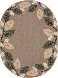 Joy Carpets Breezy Branches Area Rug in Color Neutral, 5'4" x 7'8" Oval