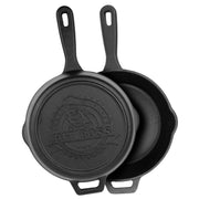 6 Piece Cast Iron Starter Kit by PIT BOSS – 10 inch, 12 inch, 10 inch camp oven, Cast Iron, Black, Pack of 6, Model 68016
