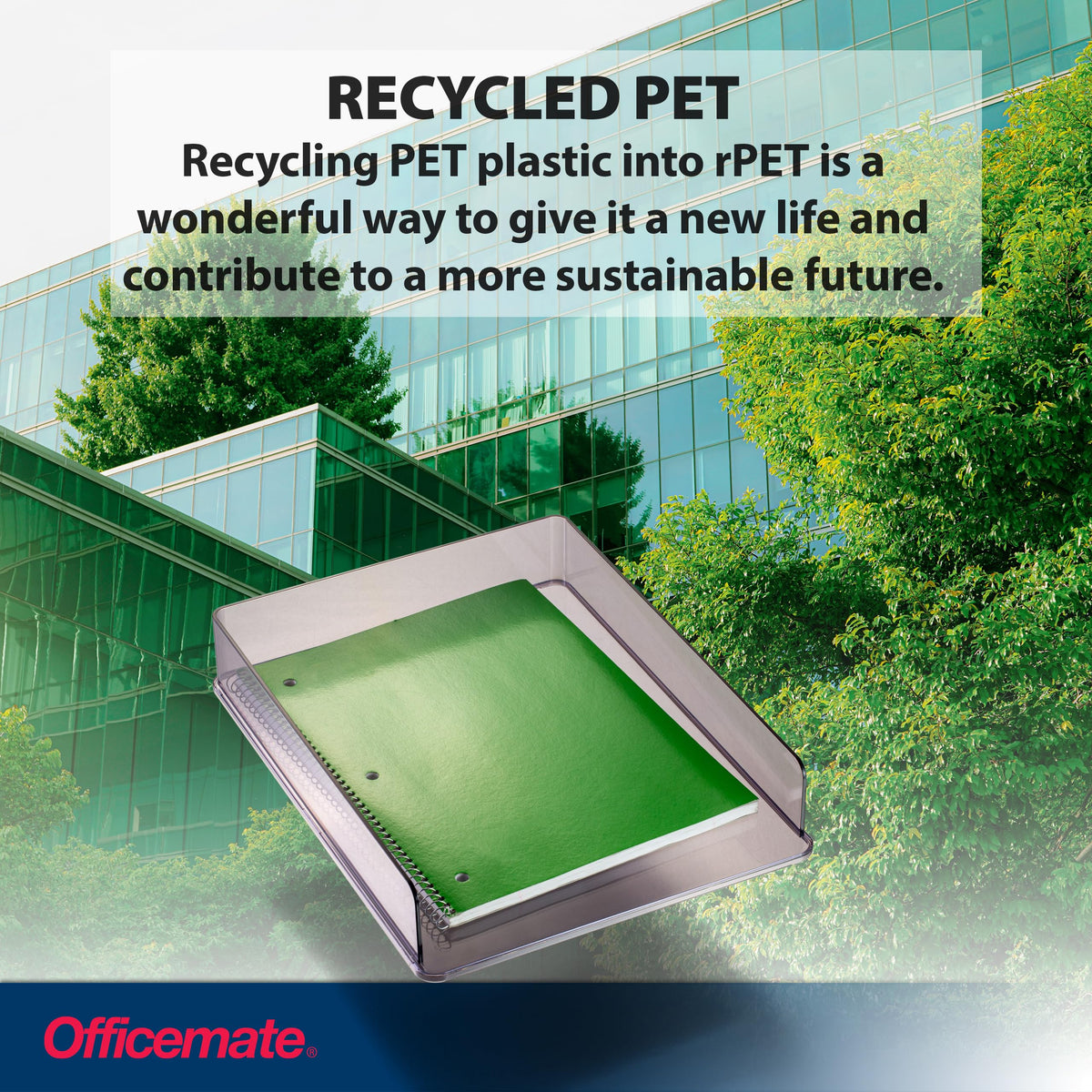 Stackable Letter Trays made from Recycled Bottles by Officemate – Plastic, Smoke, Model 21040