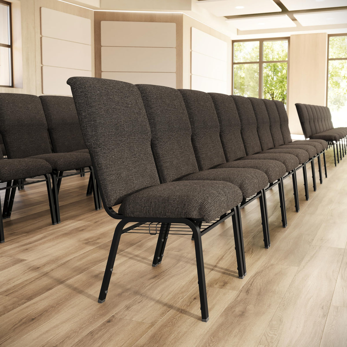 Flash Furniture Fossil Fabric/Black Frame / Set of 1 / Classic Stacking Chairs