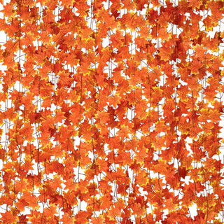 CQURE Fall Leaf Garland, 24 Pack 168Ft Artificial Maple Vines, Orange