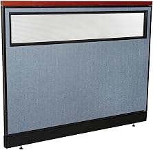 Global Industrial 60-1/4"W x 47-1/2"H Deluxe Office Partition Panel with Partial Window & Raceway, Blue