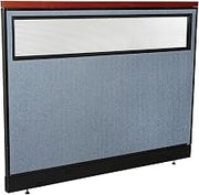 Global Industrial 60-1/4"W x 47-1/2"H Deluxe Office Partition Panel with Partial Window & Pass-Thru Cable, Blue