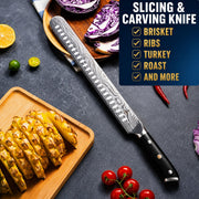 Iron Grillers Carving Knife Set, 12 Inch Slicing Knife with Boning Knife and Fork, Silver