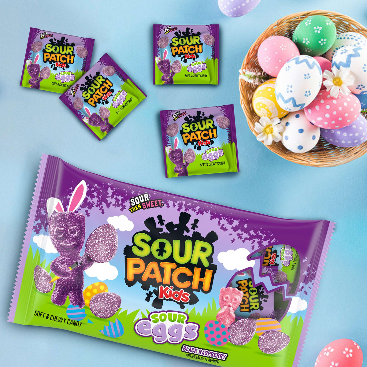 Sour Eggs Soft & Chewy Easter Candy by Sour Patch Kids – 18 Count (Pack of 2), Purple, Pack of 2