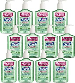PURELL Advanced Hand Sanitizer Soothing Gel with Aloe and Vitamin E- 8 fl oz Pump Bottle (Pack of 12) - 3016-12-CMR