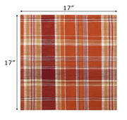 Cotton Craft Harvest Plaid Cloth Napkins, 17 x 17 Inch, Rust Multi Set of 12