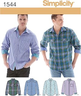 Simplicity 1544 Men's Button Up Dress Shirt Sewing Pattern, 34-42