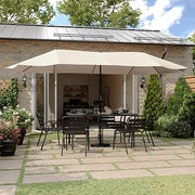 Flash Furniture 15 FT Triple Head Patio Umbrella, Tan | Water and Weather Resistant, Crank Function, Commercial Grade