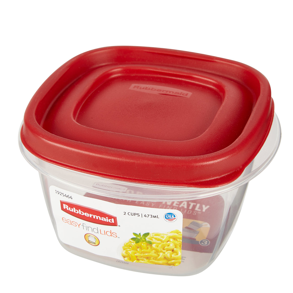 Easy Find Lids Food Storage Container by Rubbermaid – 2 Cup, 473.0 milliliters, Plastic, Red, Model FBA_405306