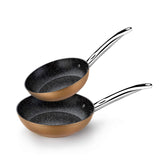 Copper, Set of 2 Frying Pans Copper Effect, 20, 24 cm, Forged Aluminium Non-Stick with Titanium Particles, for All Types of Cookers Including Induction by Monix – 20 - 24 cm
