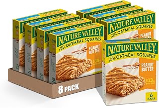 Nature Valley Soft-Baked Oatmeal Squares, Peanut Butter Breakfast Snacks, 6 ct, 7.44 OZ (Pack of 8)