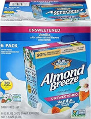 Almond Breeze Dairy Free Almondmilk, Unsweetened Vanilla, 32 Ounce (Pack of 6)