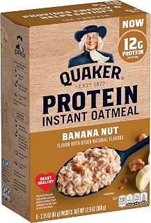 Quaker Protein Instant Oatmeal, Banana Nut, 12.9 Oz, 6 Count (Pack of 1)