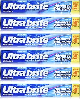Colgate Ultra Brite Advanced Whitening Fluoride Toothpaste, Clean Mint, 6Count