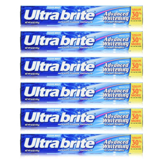 Ultra Brite Advanced Whitening Fluoride Toothpaste by Colgate – 6 Count (Pack of 1), Plastic, W, Model PPAX1138615