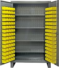 Durham Extra Heavy Duty Welded 12 Gauge Steel Cabinet with 120 Bins, HDC48-120-4S95, 1200 lbs Shelf Capacity, 24" Length x 48" Width x 78" Height, 4 Shelves