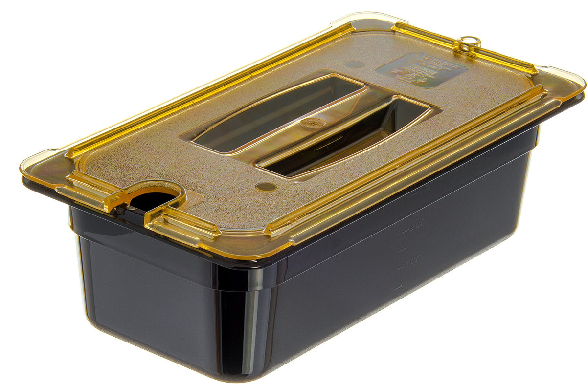 Carlisle FoodService Products Third Size 1 pack / Amber / Handled Notched Lid Storage & Transport