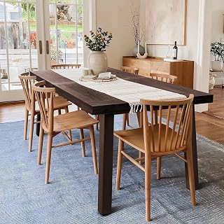 Devoko 6 Person Acacia Wood Dining Table for Kitchen,Espresso | Farmhouse Kitchen Table for 6 for Indoor Outdoor Mesa De Comedor