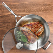 5-Plus 12.5-inch Stainless Steel Fry Pan with Glass Lid by Demeyere – 12.5-inch, Stainless Steel, Model 1015883