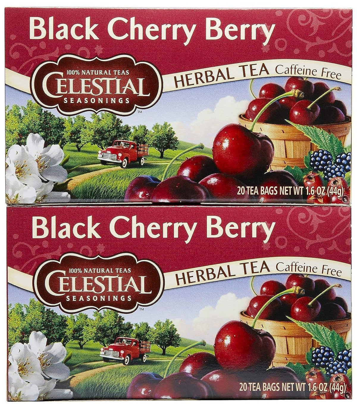 Celestial Seasonings Black Cherry Berry / 20 Count (Pack of 2) / 2 Tea Samplers
