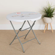 2.63 ft Plastic Round Folding Table by Flash Furniture – 32" Round, Plastic, Metal, Plastic: Polyethylene, Granite White, Model RB-32R-GW-GG