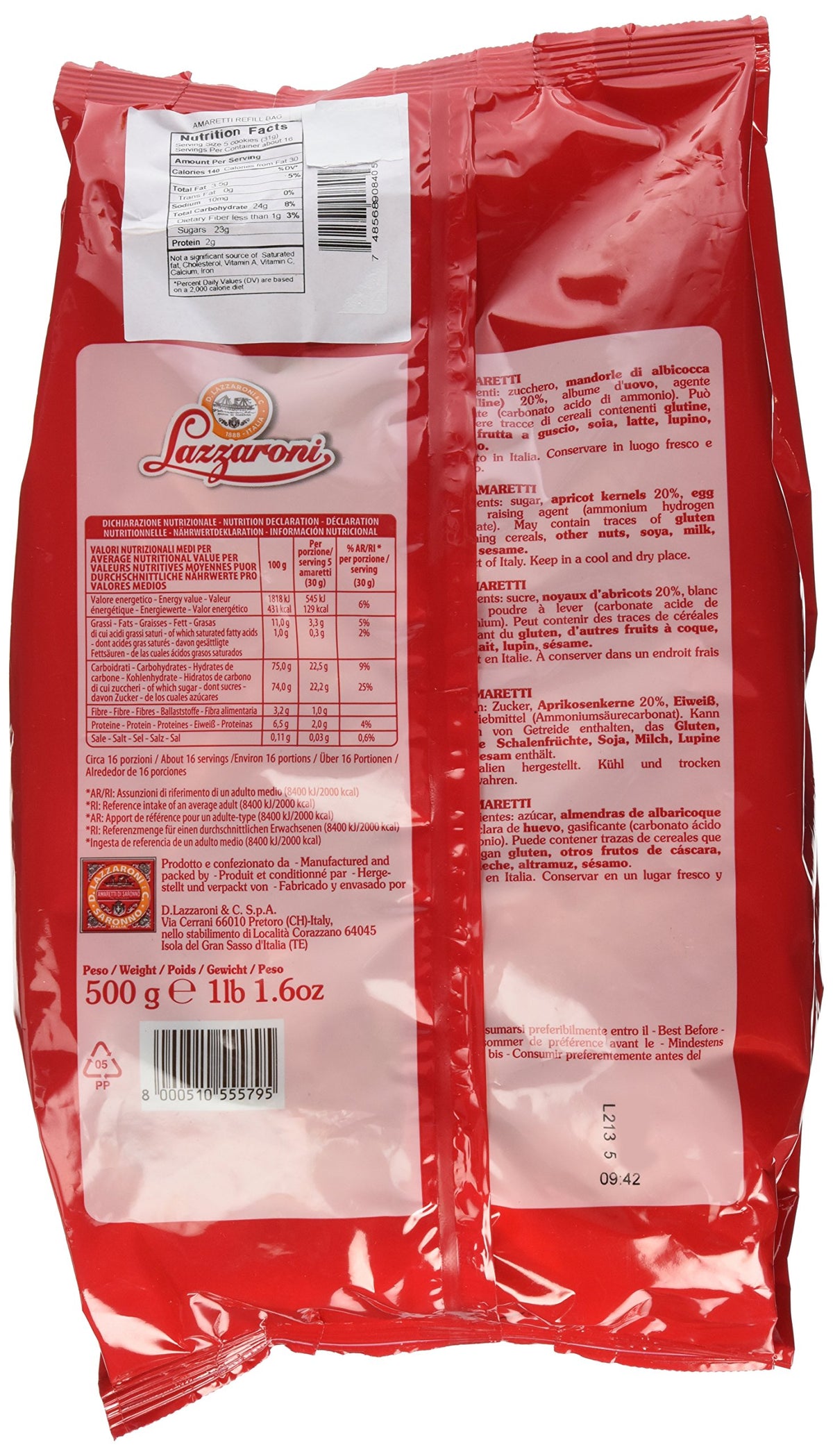 Amaretti Biscuits Refill by Lazzaroni – 17.6 Ounce (Pack of 1), Light Brown, Model F9-AZEM-WYYN